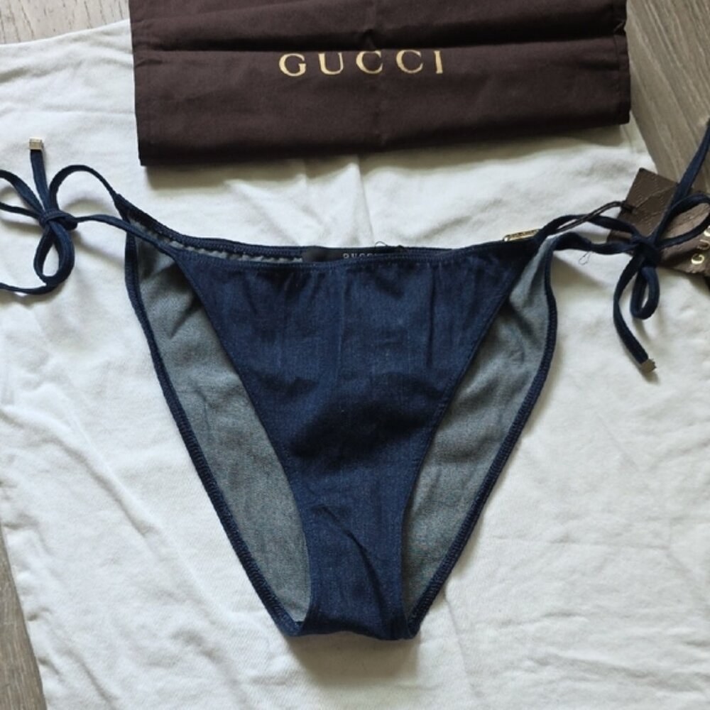 NEW, Gucci Stretch Denim Jackie Piston Lock Bikini - Picture 7 of 16